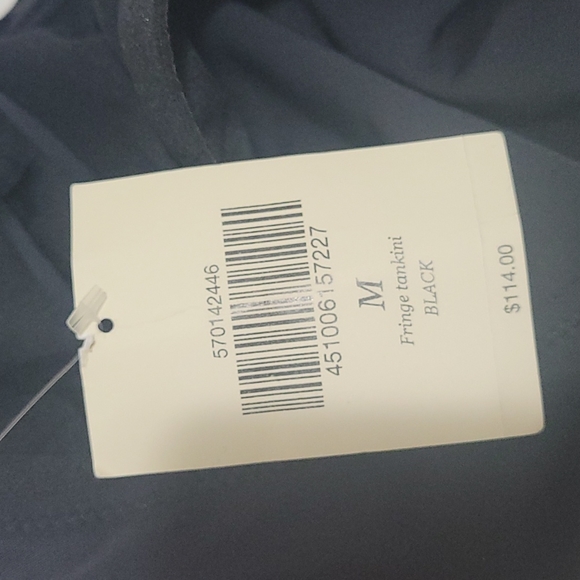 JESSICA SIMPSON SWIM HALTER TIE BIKINI FRINGE TANKINI BLACK TOP M SIZE M - Picture 9 of 10